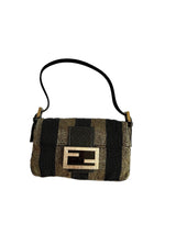Fendi mini gold and black sequin baguette bag