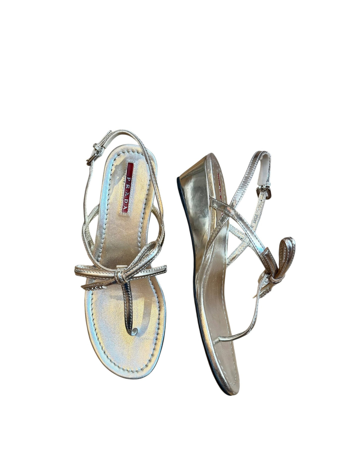 Prada gold sandals with bows (36)