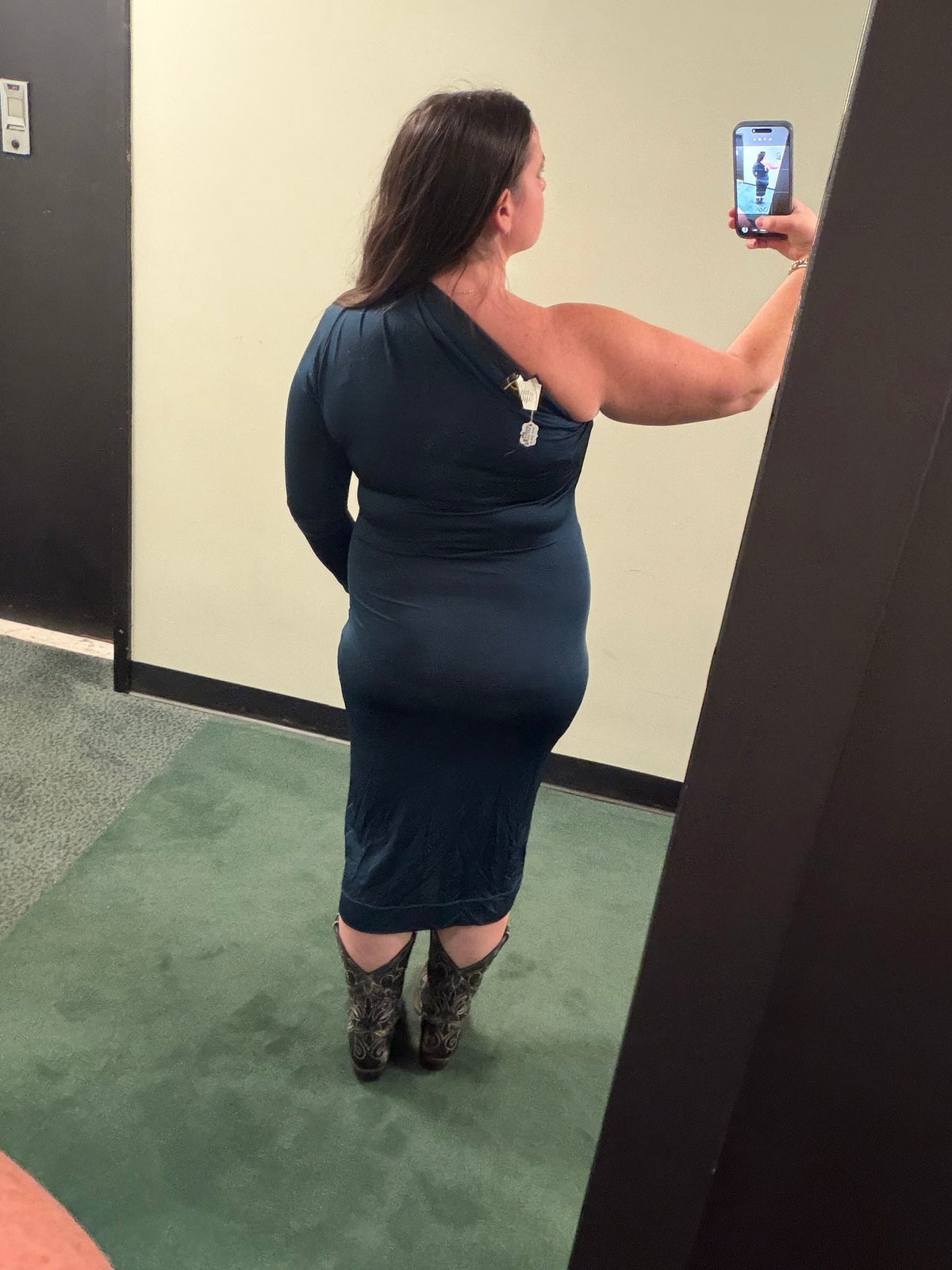 Just Cavalli Navy one shoulder dress