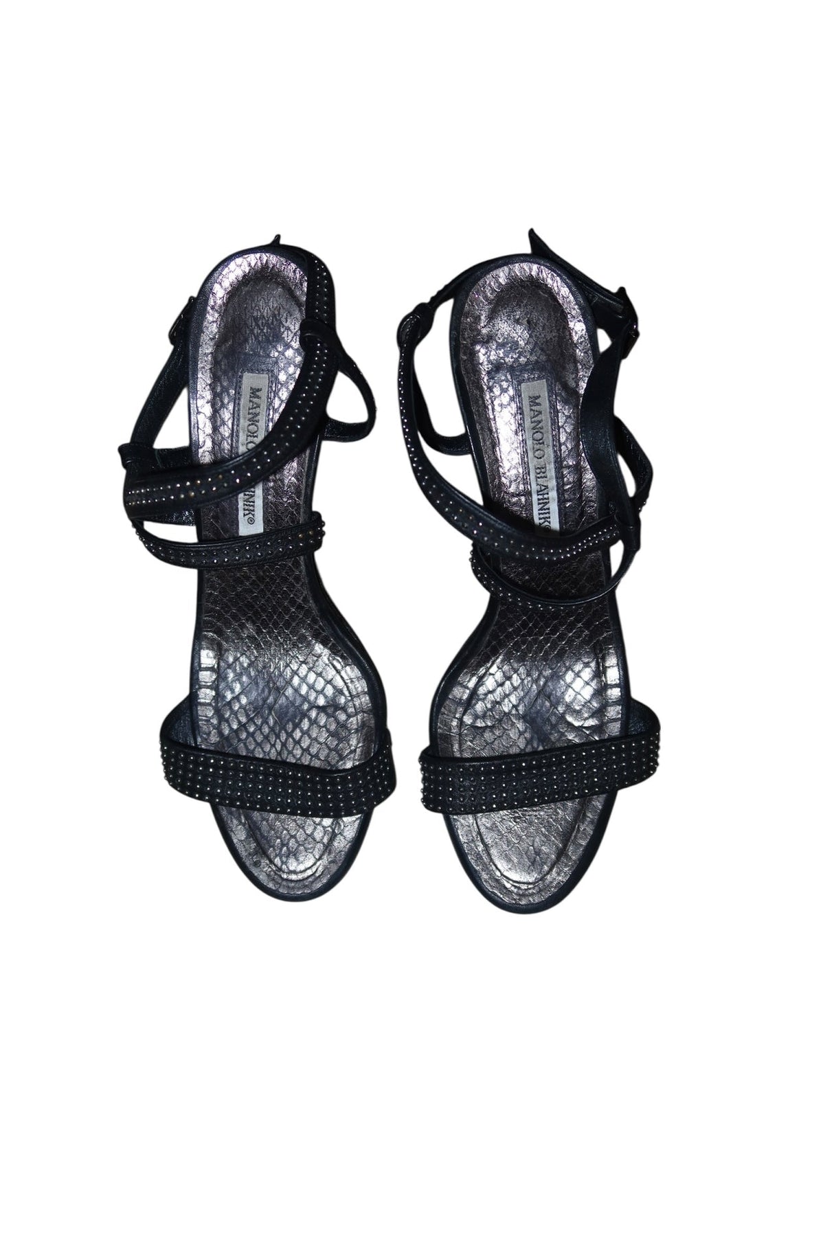 Manolo Blahnik black and silver studded heels (40)