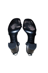 Prada black strappy block heels with silver buckles (36.5)