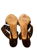 Manolo Blahnik brown grommet heels size 40.5