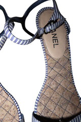 Chanel blue and white striped wedges (41.5)