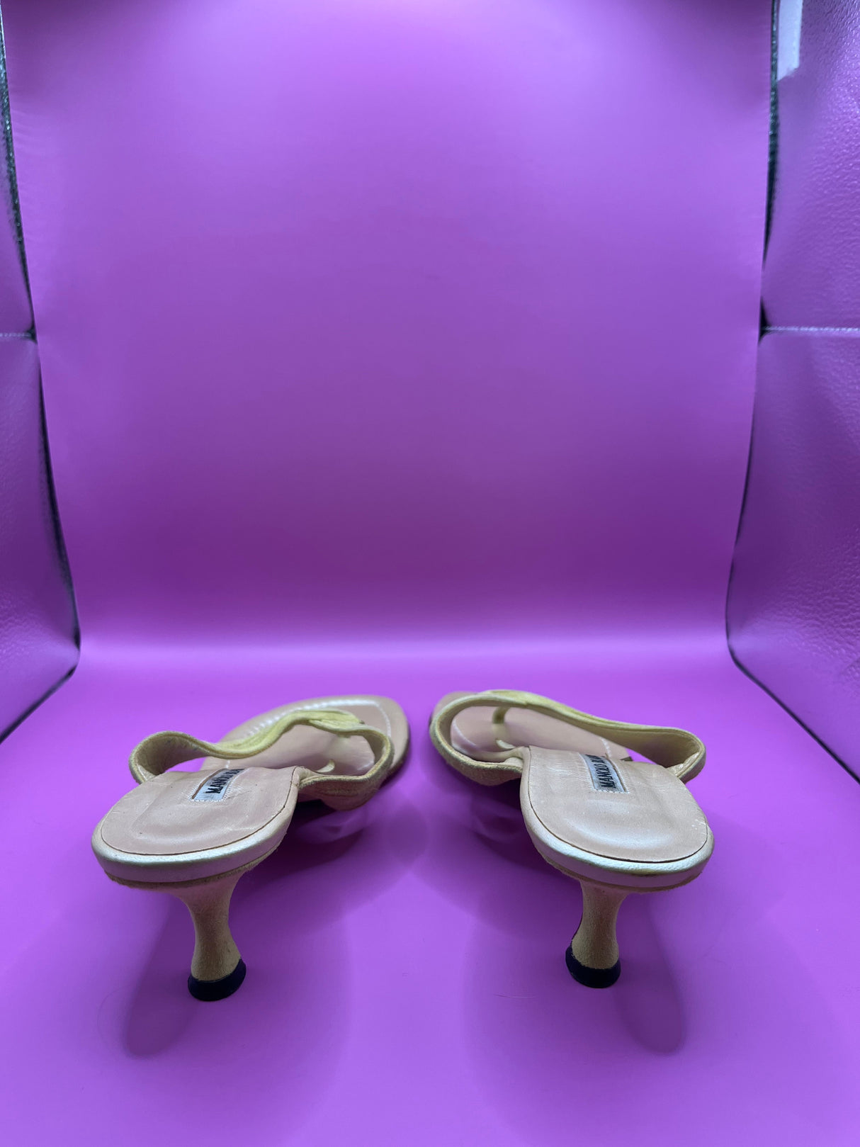 Manolo Blahnik Iridescent Yellow Heeled Sandals - Size 39