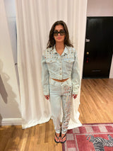 Y2K denim mirrored jean jacket set - sku tuv #32345