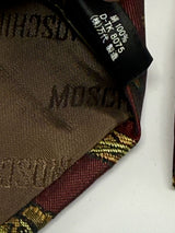 Moschino Brown, Burgundy,Yellow Silk Smiley Face Bear Neck Tie