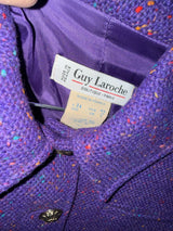 Guy Laroche Size 34 Purple Tweed Skirt Suit