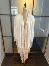 Lillie Rubin Size 0/S White Leather Fringe Cape w/Belt