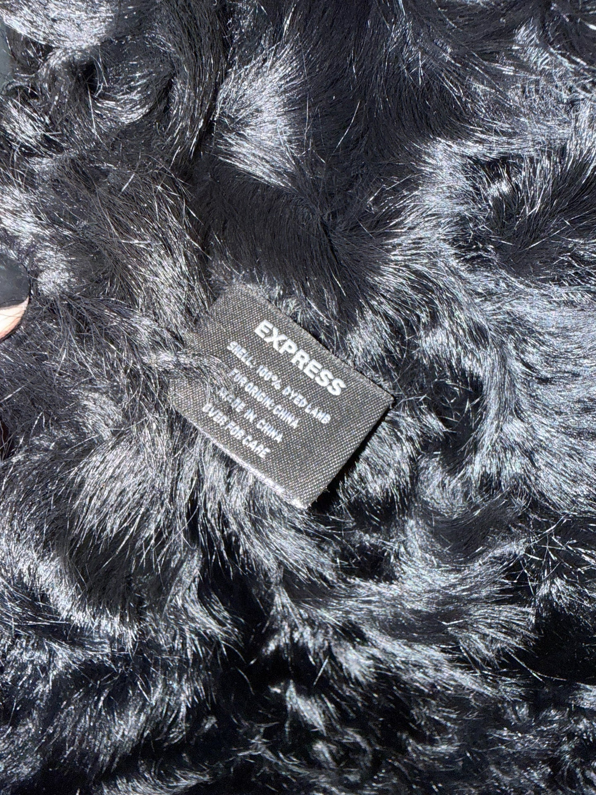 Express Black Size XS Shearling Fur Coat