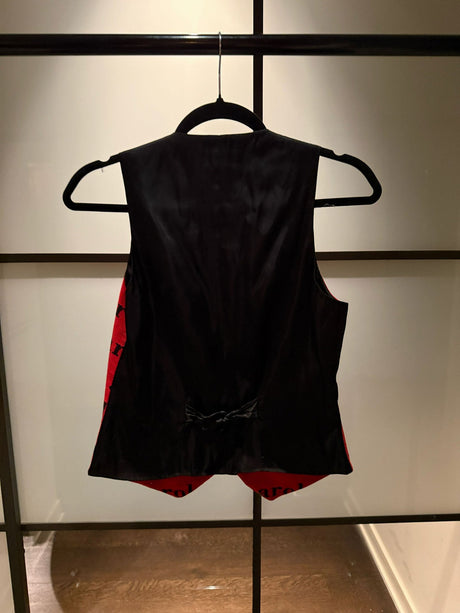 Moschino Cheap & Chic Red & Black Velvet Parole Vest