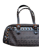 Fendi monogram barrel bag with gold studs
