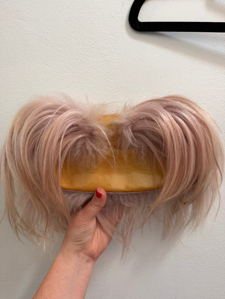 Rare Dior by John Galliano FW 2003 Pink Mongolian fur & Patent Leather Columbus Clutch - runway piece - TUV #88885