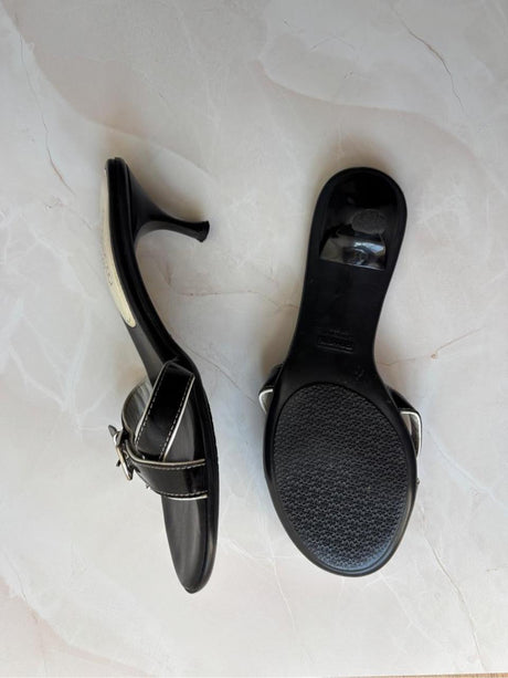 Coach US 9 Black Leather Slide Sandal
