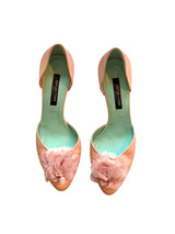Sergio Rossi nude pink heels with tulle flower detail (35.5)