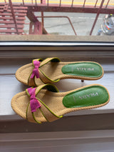Raffia Prada pink bow heels TUV #256