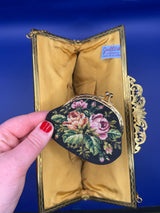 Jolles Original Austrian Petit Point Evening Bag w/matching mini floral coin purse