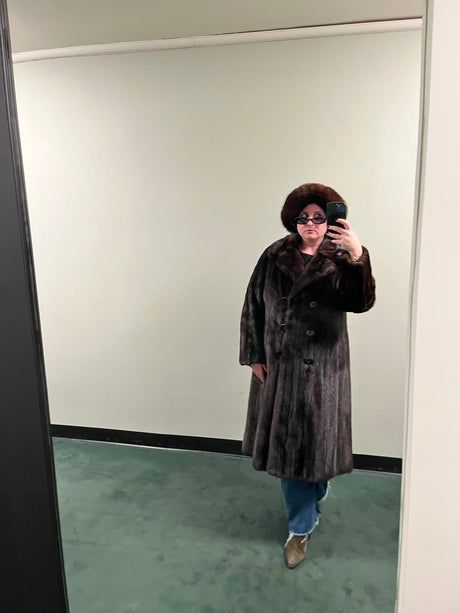 Luxurious Vintage Chocolate Full Length Mink with Button Details