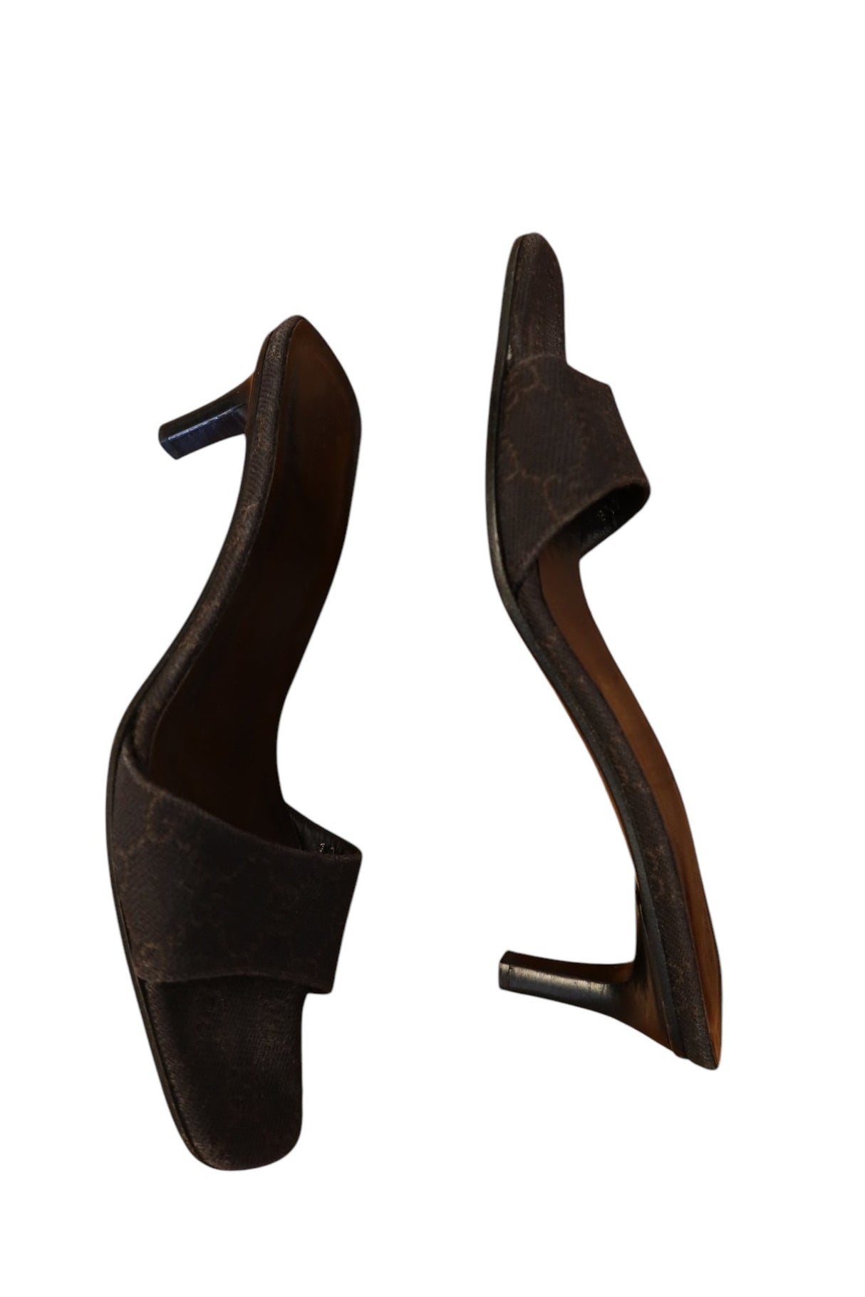 Gucci GG monogram dark brown mules (6.5B)