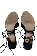 Manolo Blahnik black satin heels with crystal buckle embellishment (38.5)