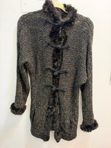 Rani Aribella Cashmere + wool fur trimmed cardigan