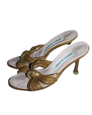 Brown Knotted Manolo Blahnik Mules