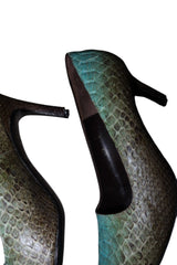 Salvatore Ferragamo blue python heels (7)