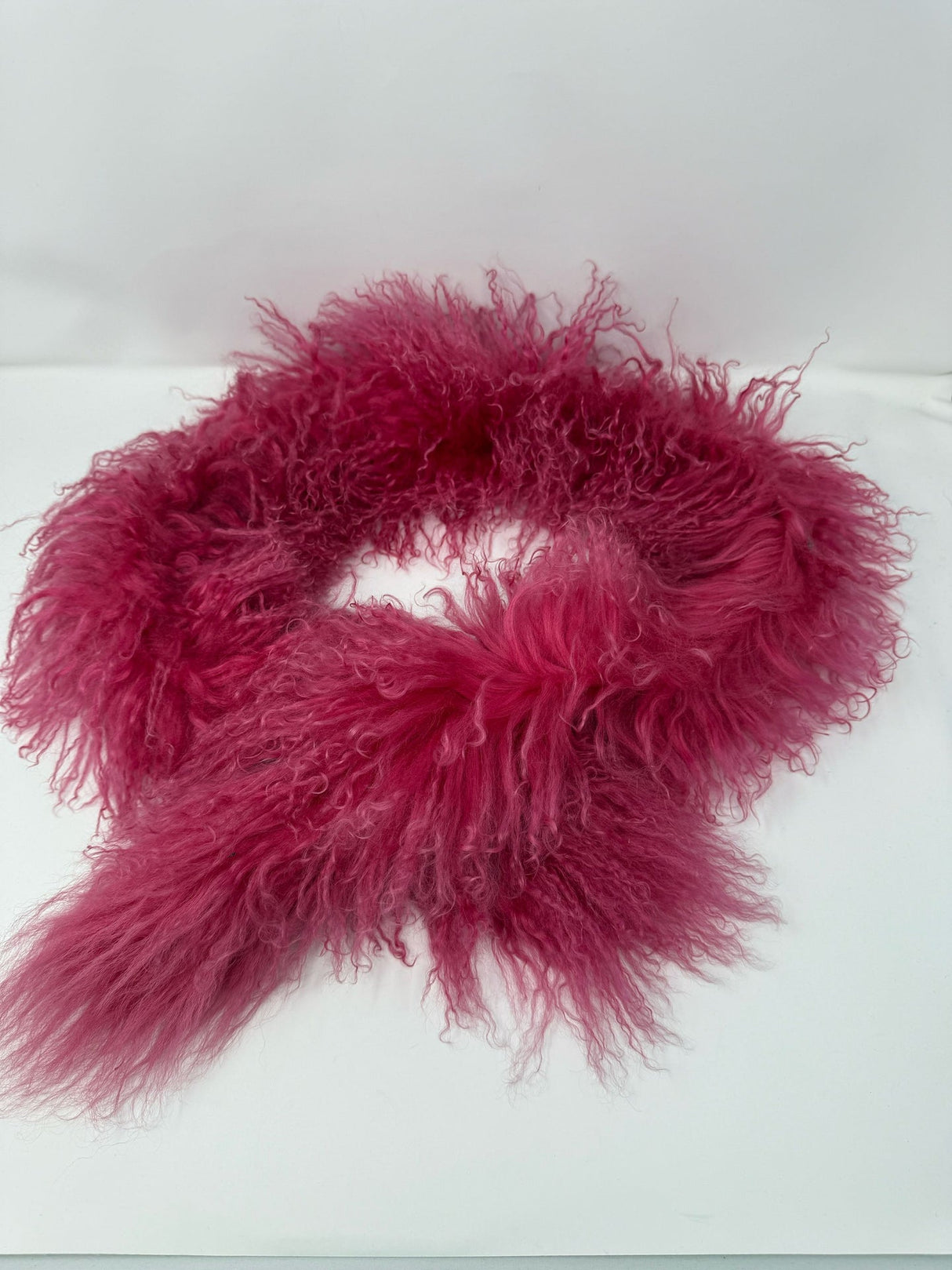 Moschino Fuschia Mongolian Lam Fur Wrap