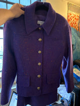 Guy Laroche Size 34 Purple Tweed Skirt Suit