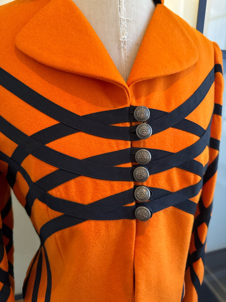 Moschino Cheap & Chic Size 8 Orange & Black Wool Jacket