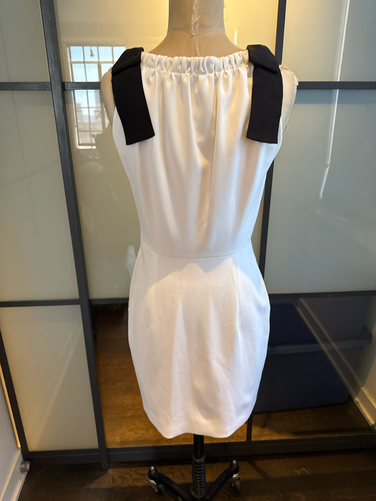 Moschino Size 4 White & Pink Black Bow Ribbon Dress NWT