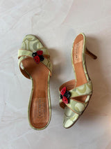 Coach US 8 Sage Green Monogram Canvas Mule Sandal