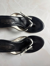 Coach US 7 Black Leather Thong Sandal