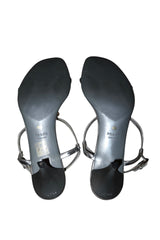 Prada metallic silver sandal heels (40.5)
