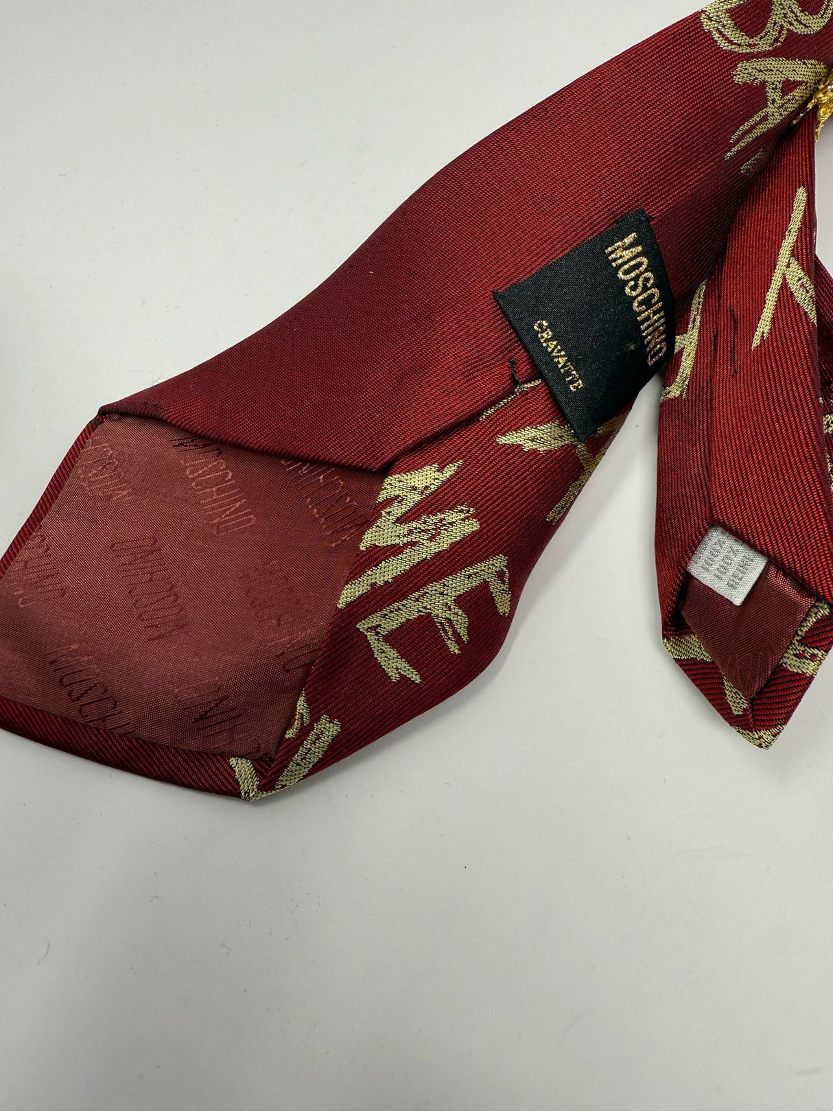 Moschino Burgundy Fax Me Baby Silk Neck Tie