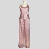 Silky pajama set in pink paisley