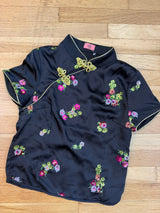 Black tang style top with floral details tuv #125678