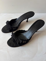 Coach US 9.5 Black Suede Open Toe Kitten Heel Mule