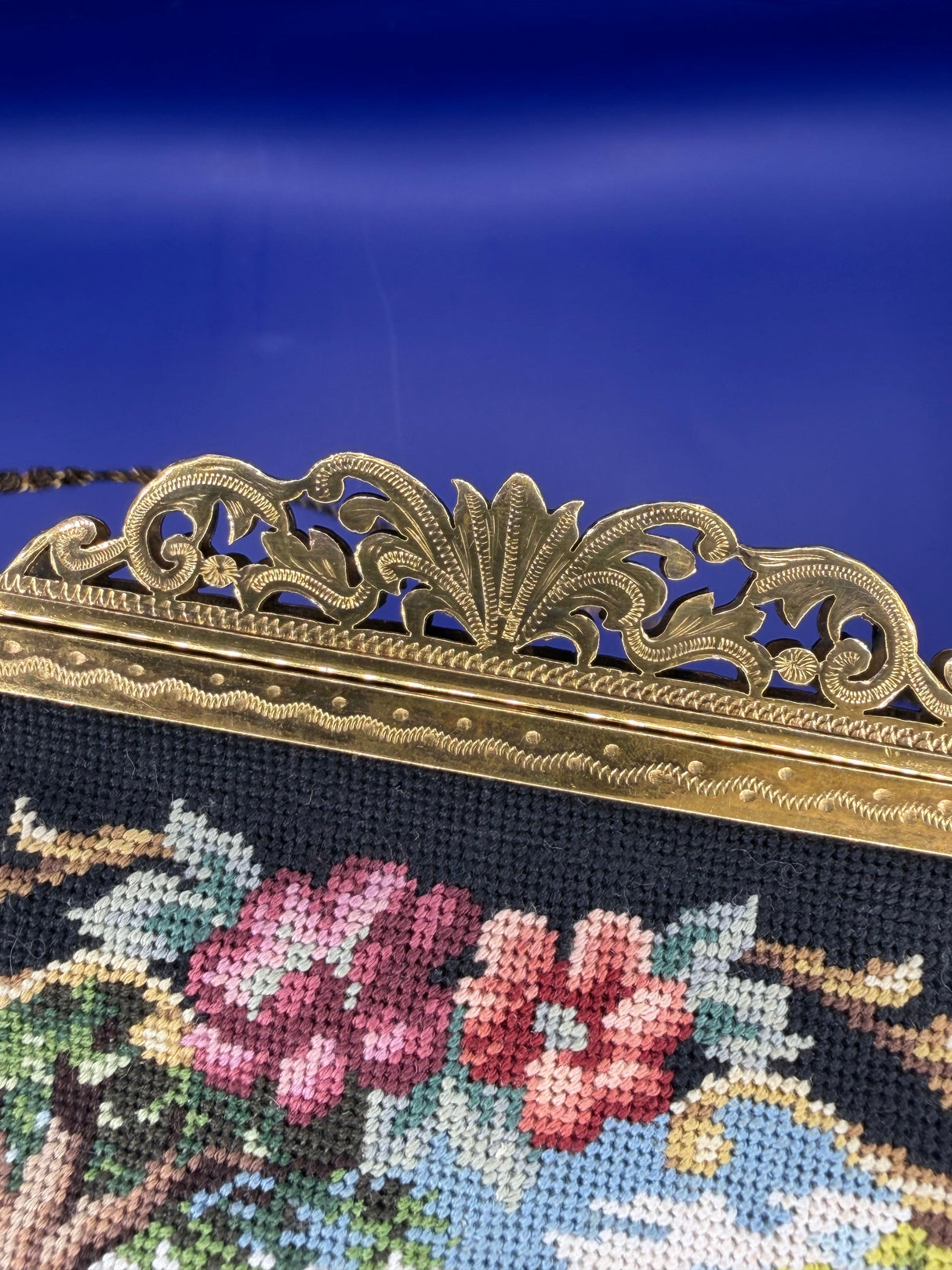 Jolles Original Austrian Petit Point Evening Bag w/matching mini floral coin purse