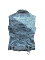 Moschino denim vest with white lace up details