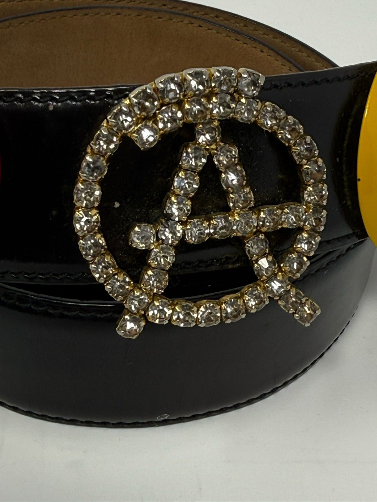 Moschino Black Leather Anarchy Smiley Face Heart Peace Sign Belt