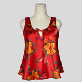 Silky keyhole tank top in dark orange
