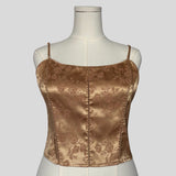 Brocade floral cami in gold