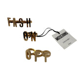 Moschino Gold Fashion Fash On Fash Off  Kunckle Rings Set of 3