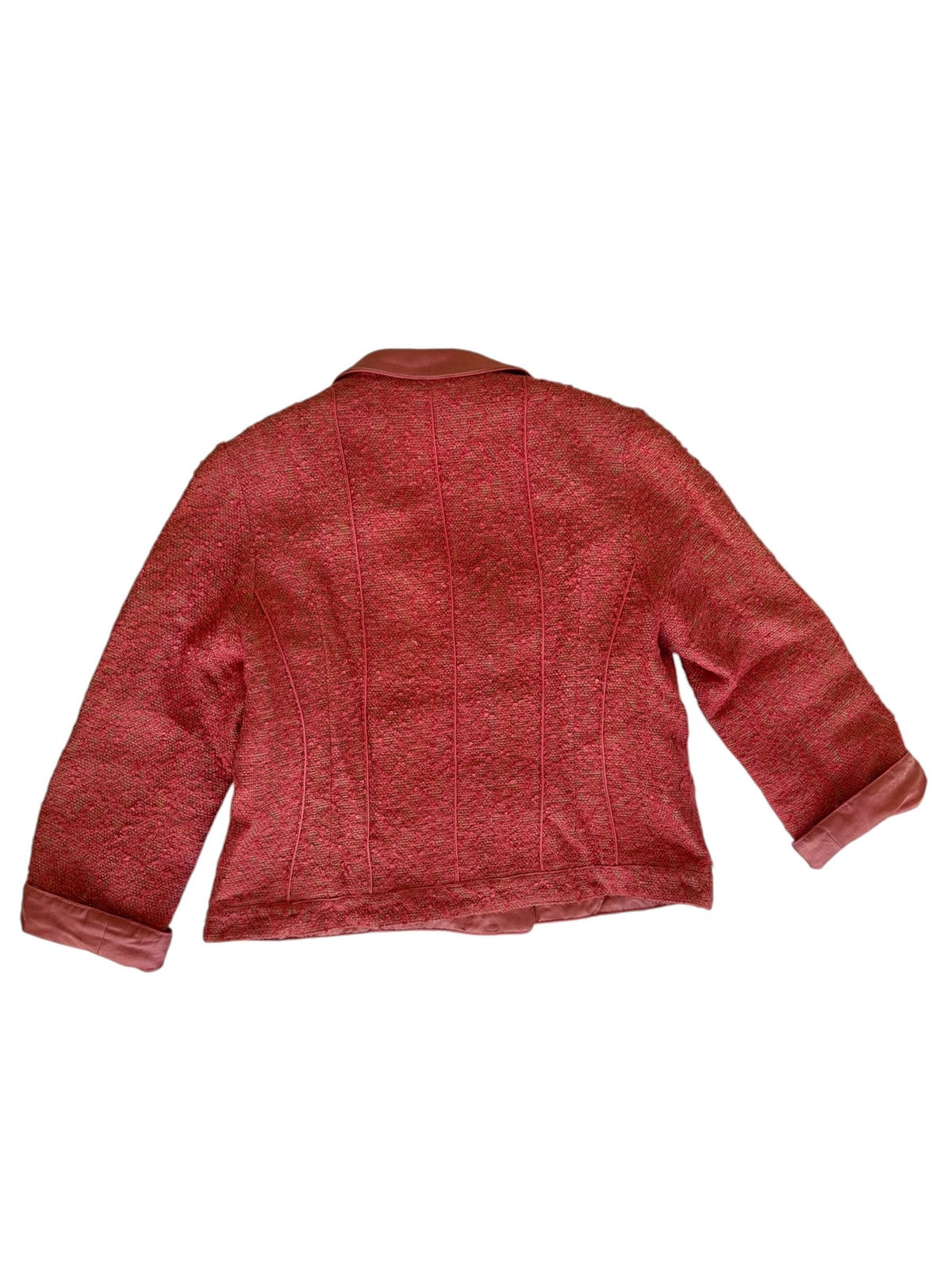 Chanel 1999 pink tweed jacket with iridescent satin neck (40)