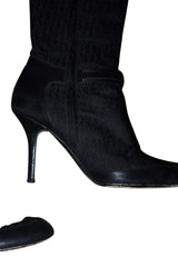 Dior black monogram boots with silver buckle detail (38.5)