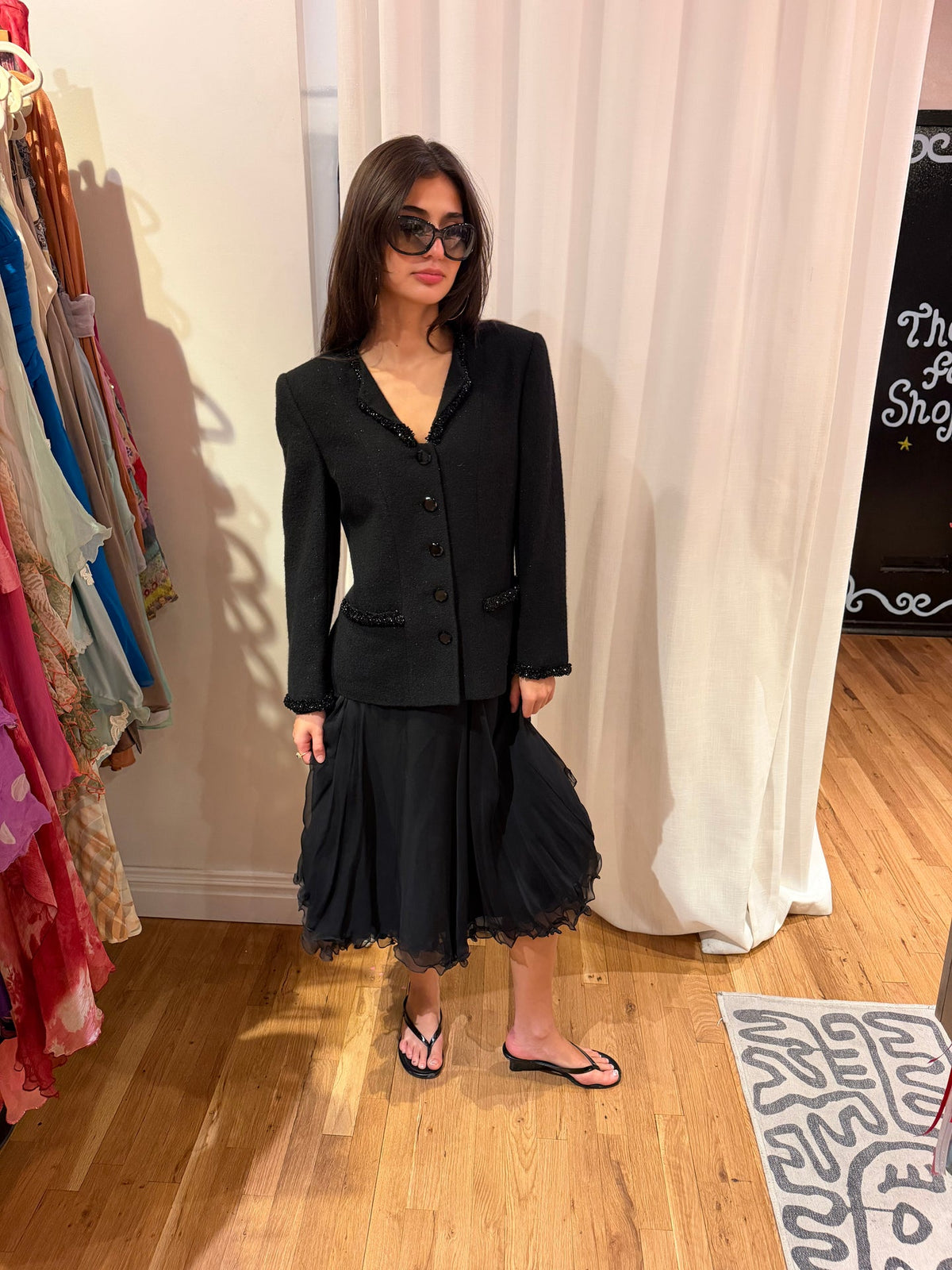 Louis Feraud black beaded blazer set TUV #1111