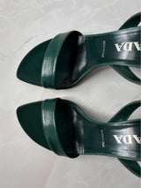 Prada EU 38 Dark Green Leather Slingback Sandal