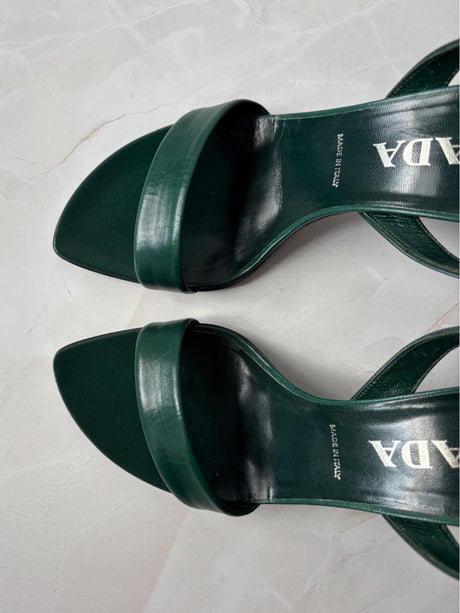Prada EU 38 Dark Green Leather Slingback Sandal