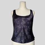 Silky tank top in navy floral