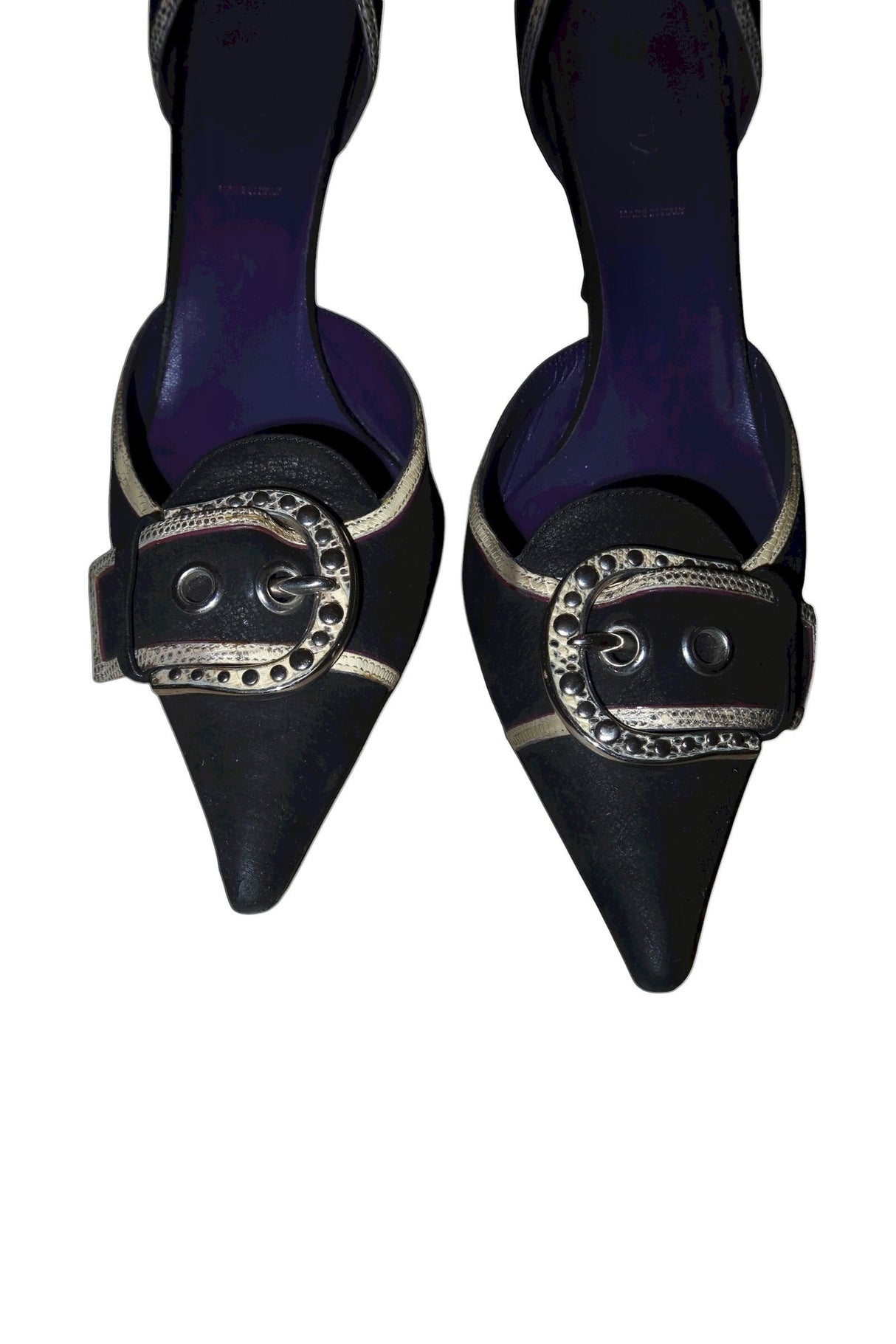 Prada black d’orsay heels with silver buckle (39.5)